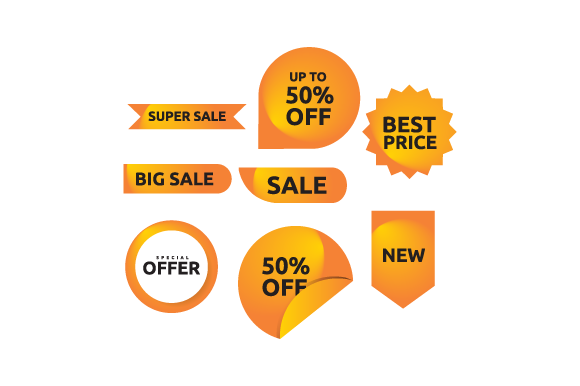 Collection of Sales Label Design Isolate