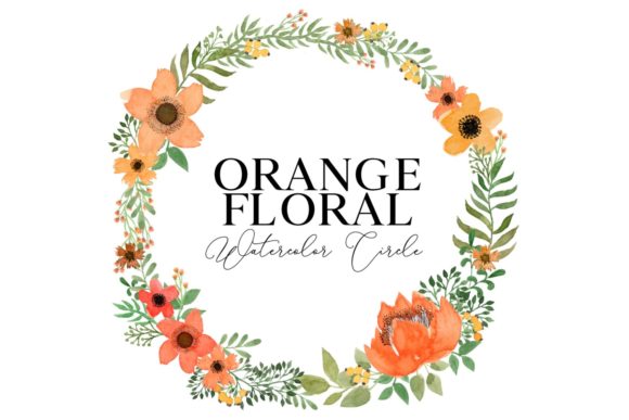Orange Floral Circle Pattern: A Unique Watercolor Design for Creative Projects
