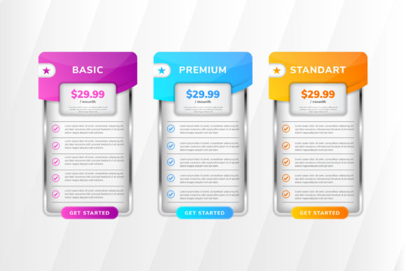 Price Table Button Element Banner Web