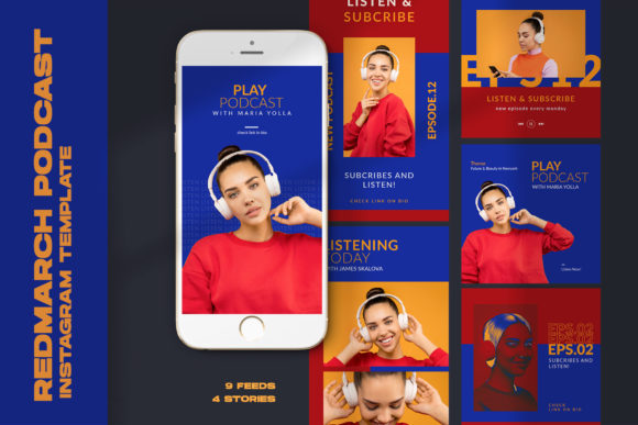 Redmarch Podcast Instagram Templates for Creative Content Creation